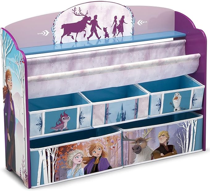 Delta Children Kids Convertible Activity Bench - Greenguard Gold Certified, Frozen II & Deluxe Toy and Book Organizer, Disney Frozen II - LeafyLoom