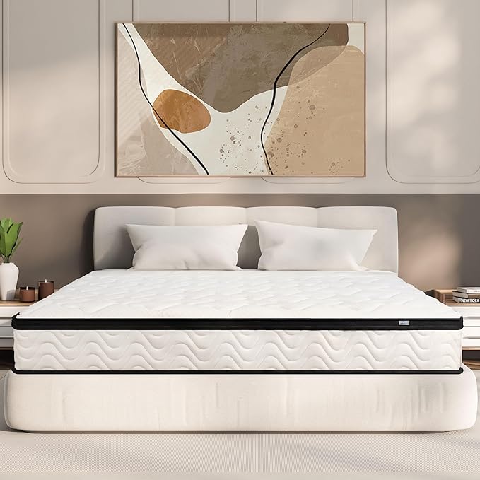 Full Size Mattress | 10 Inch Hybrid Mattresses Full in a Box | Medium Firm Memory Foam and Individual Pocket Springs | Fiberglass Free Bed Matress | Breathable | CertiPUR-US - LeafyLoom