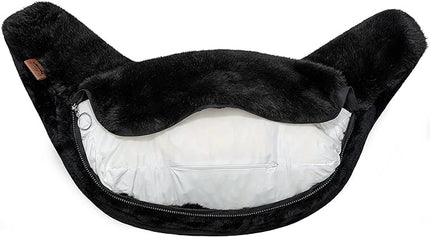 XXL Husband Pillow Cover Only - Limited Baby Black Panther Fur Backrest Pillowcase Set, Two-Tone Reversible Double Sided Fabulous Faux Fur Reading & Bed Rest, Thick Zippers, 2 Sided Solid Neck Rolls - LeafyLoom
