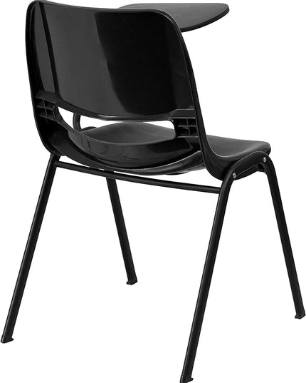 Flash Furniture Black Ergonomic Shell Chair with Left Handed Flip-Up Tablet Arm - LeafyLoom