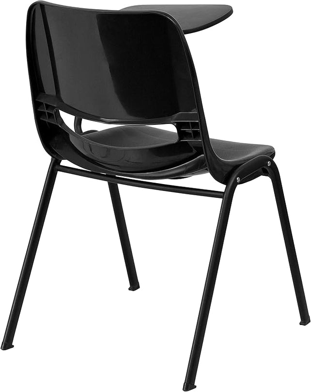 Flash Furniture Black Ergonomic Shell Chair with Left Handed Flip-Up Tablet Arm - LeafyLoom