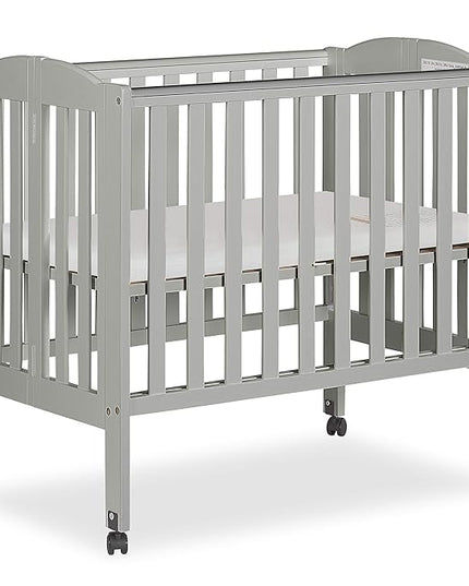 2 in 1 Folding Portable Crib in Cool Grey, Greenguard Gold Certified , 40x26x38 Inch (Pack of 1) - LeafyLoom