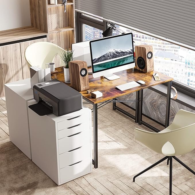Coleshome 32 Inch Computer Desk, Modern Simple Style Desk for Home Office, Study Student Writing Desk, Vintage - LeafyLoom
