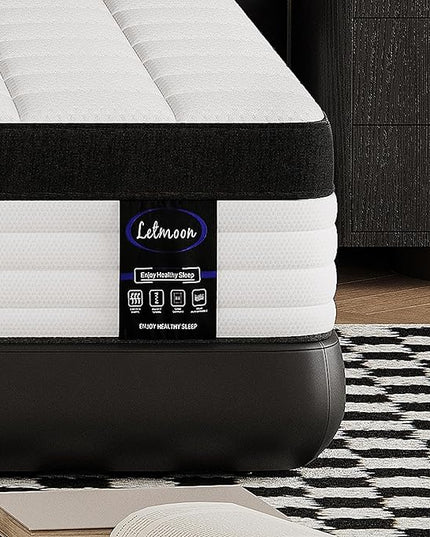California King Mattress, 14 Inch Hybrid Mattress Cal King, Medium Firm, 3 Coils Strong Edge Support, Pocket Springs, Pressure Relief, Bed in Box - LeafyLoom