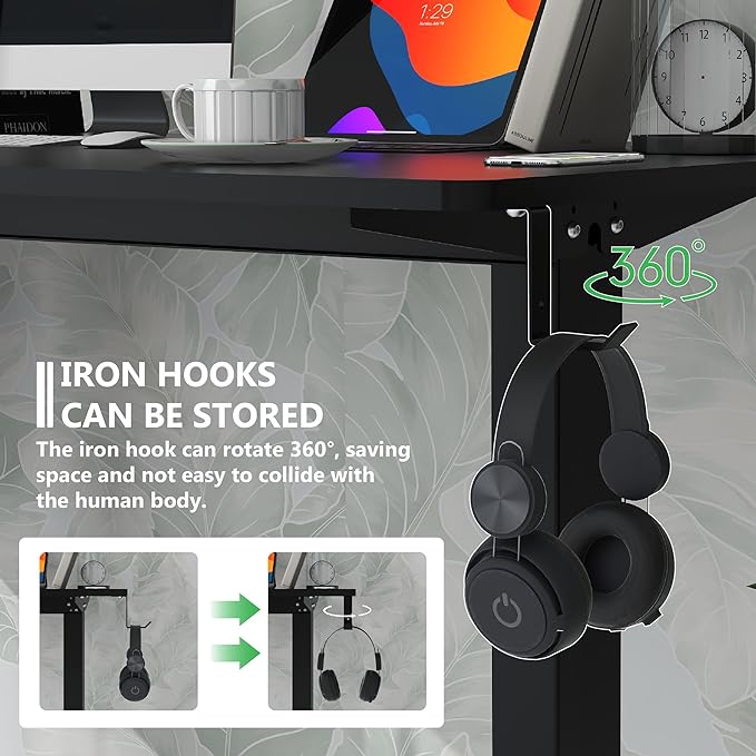 63 x 24 Inches Standing Desk Adjustable Height with Splice Board- Stand Up Desk, Electric Standing Desk, Sit to Stand Desk for Home & Office Computer Desk - LeafyLoom