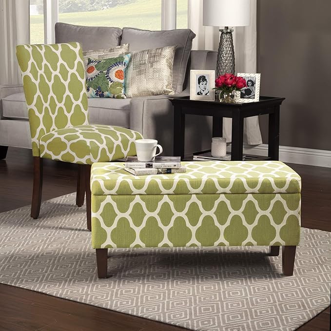 HomePop Parsons Classic Upholstered Accent Dining Chair, Set of 2, Green and Cream Geometric - LeafyLoom