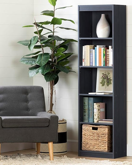 South Shore Axess 5-Shelf Narrow Bookcase, Blueberry - LeafyLoom