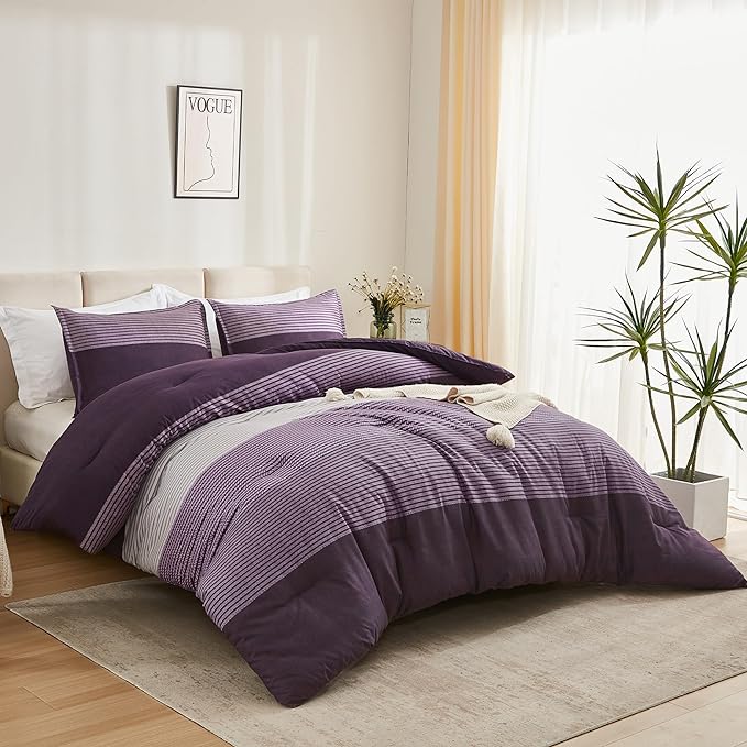 Litanika Purple Twin/Twin XL Comforter Set - 2 Pieces Twin Extra Long Size Lightweight Bedding Comforter Set, All Season Down Alternative Comforter (1 Comforter, 1 Pillowcase) - LeafyLoom