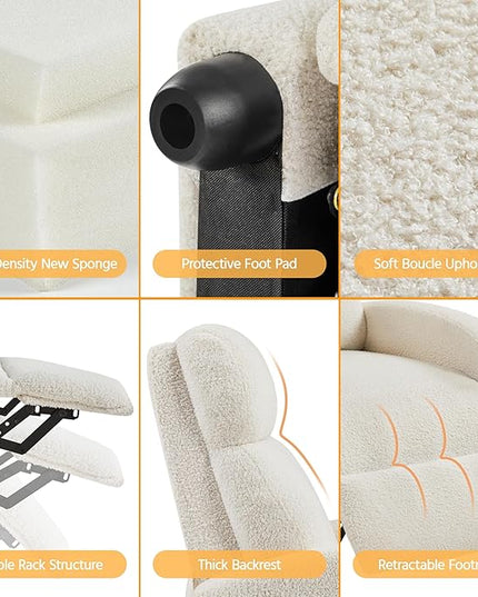 Yaheetech Fabric Recliner Chair Single Sofa Home Theater Seatting Adjustable Modern Single Reclining Chair for Living Room Bedroom Home Theater Ivory - LeafyLoom