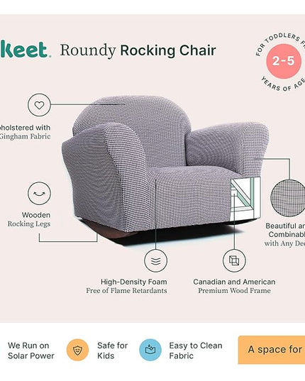 Keet Roundy Rocking Kid's Chair, Brown Gingham - LeafyLoom