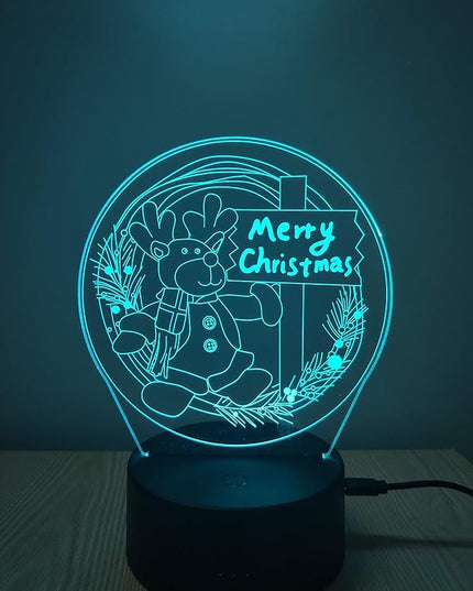 Christmas Deer 3D Night Light for Family Colleagues and Friends, Business Gifts Christmas Wishes Acrylic Table Lamp Store Decors Arts Gifts with XXL Board, for Friends Partners - LeafyLoom