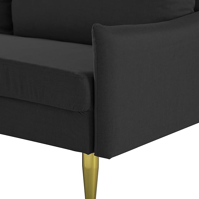 Modern Polyester Upholstered Sofa Loveseat Couch for Home Apartment Office Small Space Living Room, 66.9", Dark Gray-605 - LeafyLoom