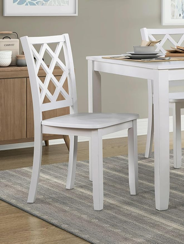 NicBex Small Kitchen Table Set for 4 Dining Table Set 5Pc Dining Set White Finish Dining Table and Four Side Chairs Set with Lattice-Back for Small Space, Apartment, White - LeafyLoom