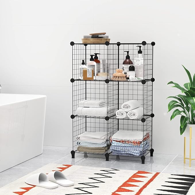 HOMIDEC Cube Storage, Storage Shelves 9 Cube Bookshelf Bookcase Closet Organizer and Storage Wire Storage Cube Multi-Use DIY Storage Cube Shelf for Books, Toys, Clothes, Tools - LeafyLoom
