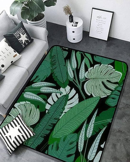 Soft Kids Play Area Rugs 3D Home Jungle Palm Leaf Seamless Ttropical Palm Leaves Design for Printing Plush Rugs Non Slip Shaggy Carpets for Kids' Bedroom Classroom Playroom Nursery Décor - LeafyLoom