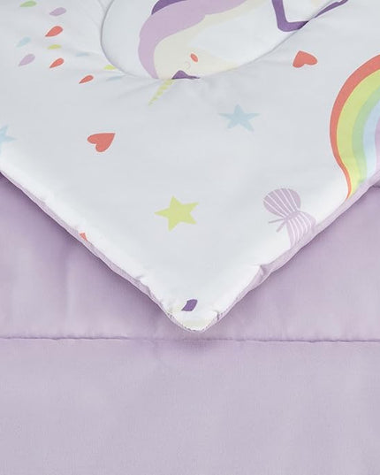Amazon Basics 5 Piece Microfiber Kid's Bed-in-a-Bag Bedding, Toddler, Unicorn Print - LeafyLoom