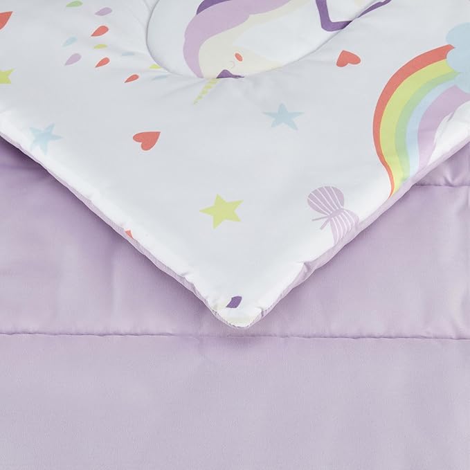 Amazon Basics 5 Piece Microfiber Kid's Bed-in-a-Bag Bedding, Toddler, Unicorn Print - LeafyLoom