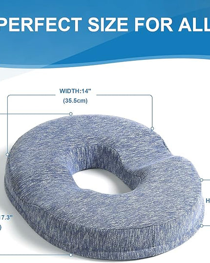JEMA Donut Pillow, Tailbone Memory Foam Seat Cushion by Ergonomic Innovations for Sores, Coccyx, Sciatica, Pregnancy, Post Natal (Blue) - LeafyLoom