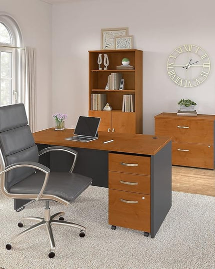 Bush Furniture BSHWC72453SU Series C Collection Three-Drawer Mobile Pedestal (Assembled) Natural Cherry - LeafyLoom