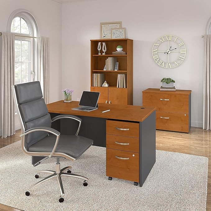 Bush Furniture BSHWC72453SU Series C Collection Three-Drawer Mobile Pedestal (Assembled) Natural Cherry - LeafyLoom