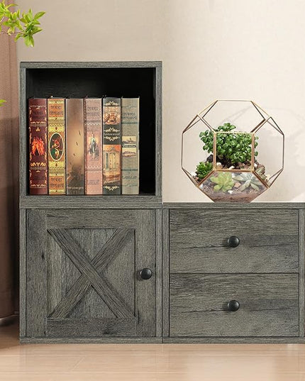 Magic DIY Cube Storage Organizer Stackable Cubes for Home Books Clothes Toy -Modular Cubby Storage System -Closet Organizer -Cube Storage Shelf (French Oak,General Cube) - LeafyLoom