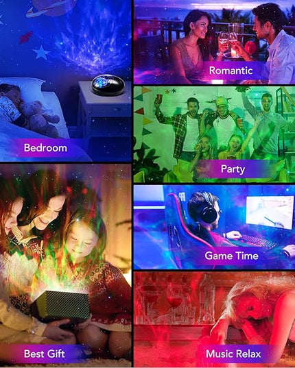 One Fire Gifts Box Galaxy Projector Light with 10 White Noise & Bluetooth Music, Remote Timer Galaxy Lights for Bedroom, Room Decor OneFire