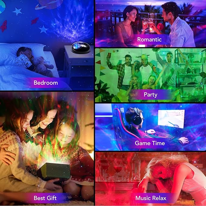 One Fire Gifts Box Galaxy Projector Light with 10 White Noise & Bluetooth Music, Remote Timer Galaxy Lights for Bedroom, Room Decor OneFire