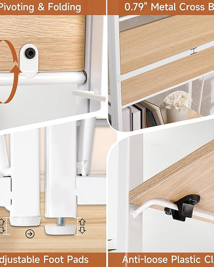No-Assembly Folding Bookshelf Storage Shelves 5 Tiers Foldable Vintage Multifunctional Plant Flower Stand Storage Rack Shelves Bookcase for Home Office, White - LeafyLoom