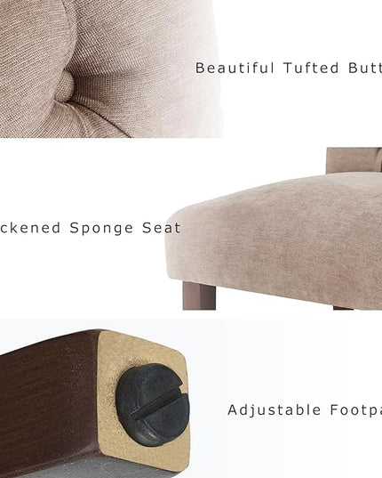 COLAMY Button Tufted Dining Chairs Set of 4, Parsons Upholstered Fabric Dining Room Chairs Kitchen Chairs with Wood Legs and Padded Seat, Taupe - LeafyLoom