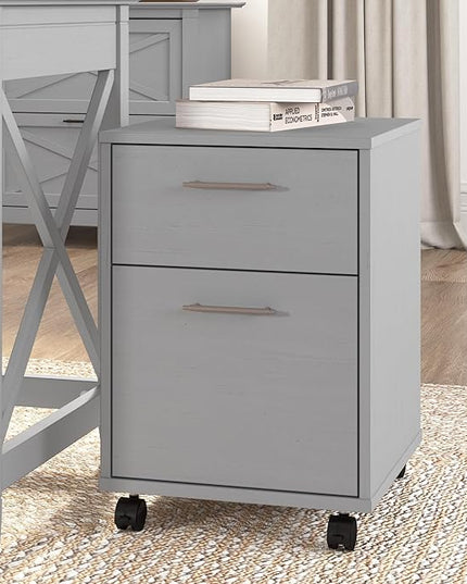 Bush Furniture Key West 2 Drawer Rolling File Cabinet in Cape Cod Gray, Mobile Organization for Home Office, Small Under Desk Storage on Wheels - LeafyLoom