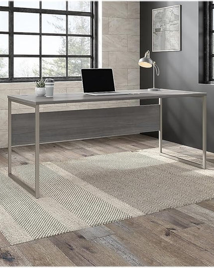Bush Business Furniture Hybrid 72W x 30D Computer Table Desk with Metal Legs in Platinum Gray - LeafyLoom