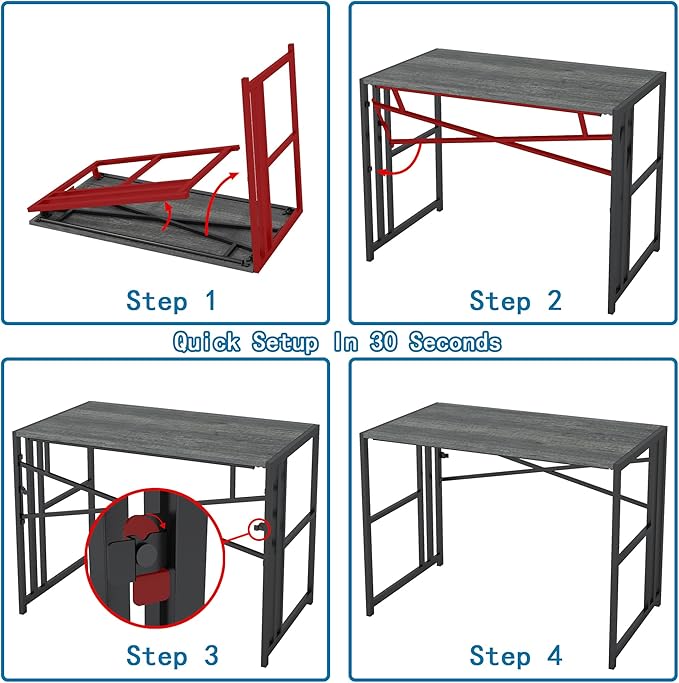 Folding Small Computer Desk, Foldable Space-Saving Home Office Table, Simple Study Writing Gaming Workstation for Small Space, No Assembly Needed, Oak - LeafyLoom