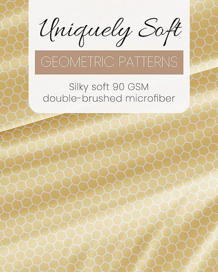 3 Piece Twin Bedding Sheet Set (Yellow Geometric) - Sleep Better Than Ever with These Ultra-Soft & Cooling Bed Sheets for Your Twin Size Bed - Deep Pocket Fits 16" Mattress - LeafyLoom