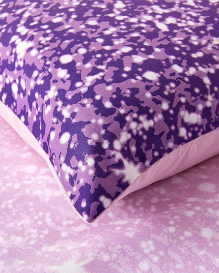 Holawakaka Kids Space Star Glitter Comforter Set Ombre Pink Purple Print Gradient Bedding Set Queen Size (Pink Purple, Queen)…… - LeafyLoom