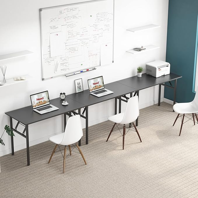 Need Computer Desk Folding Table Writing Desk/Compact Desk/Foldable Desk with BIFMA Certification, No Install Needed, Black AC5CB-100-60 - LeafyLoom
