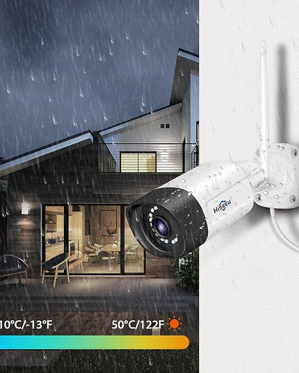 Hiseeu 5MP WiFi Security Camera System Outdoor,12Pcs 16CH NVR Camera Surveillance System,Color Night Vision, Spotlight& Siren Alarm,2-Way Audio,3TB HDD for 24/7 Recordings Hiseeu