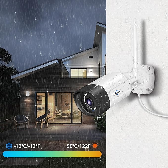 Hiseeu 5MP WiFi Security Camera System Outdoor,12Pcs 16CH NVR Camera Surveillance System,Color Night Vision, Spotlight& Siren Alarm,2-Way Audio,3TB HDD for 24/7 Recordings Hiseeu