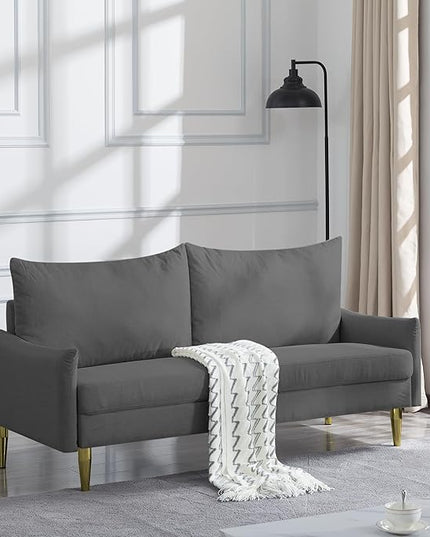 Modern Polyester Upholstered Sofa Loveseat Couch for Home Apartment Office Small Space Living Room, 66.9", Light Gray-605 - LeafyLoom