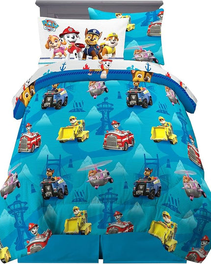 Paw Patrol Kids Bedding Super Soft Comforter and Sheet Set with Sham, 5 Piece Twin Size, (100% Officially Licensed Nickelodeon Product) By Franco - LeafyLoom