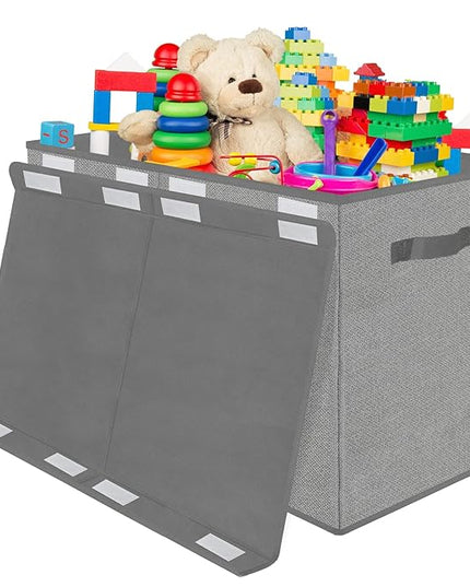 homyfort Large Toy Box Chest for Kids Boys,Collapsible Toy Bin Storage Organizer Basket with Lids for Blanket,Toys,Toddler,Nursery,Playroom (Grey) - LeafyLoom