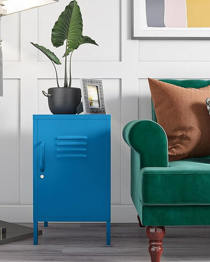 Novogratz Cache Metal Locker, Blue End Table - LeafyLoom