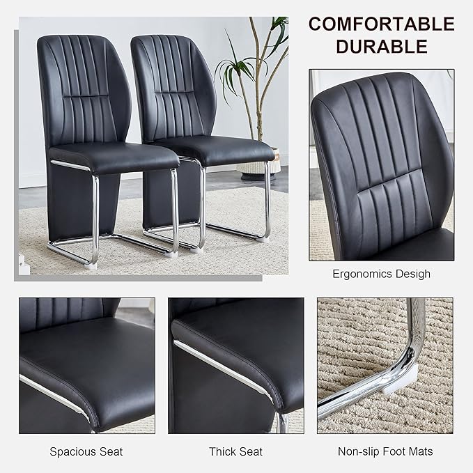 NicBex Haerin-SD-00293-LWJ Dining Chairs, 17.5"x16.6"x37.6", Black - LeafyLoom