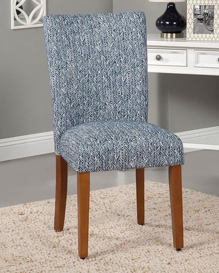 HomePop Parsons Classic Upholstered Accent Dining Chair, Set of 2, Navy - LeafyLoom