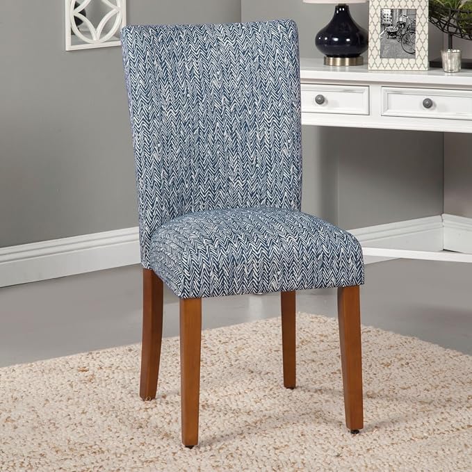 HomePop Parsons Classic Upholstered Accent Dining Chair, Set of 2, Navy - LeafyLoom