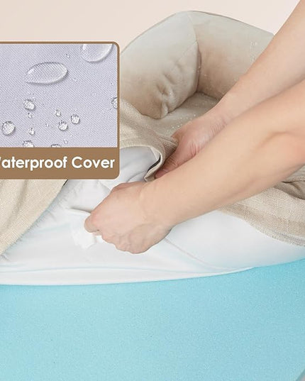 EHEYCIGA Orthopedic Dog Beds for Large Dogs, Waterproof Memory Foam Large Dog Bed with Sides, Non-Slip Bottom and Egg-Crate Foam Large Dog Couch Bed with Washable Removable Cover, Beige EHEYCIGA