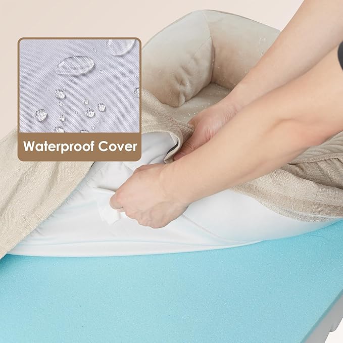 EHEYCIGA Orthopedic Dog Beds for Large Dogs, Waterproof Memory Foam Large Dog Bed with Sides, Non-Slip Bottom and Egg-Crate Foam Large Dog Couch Bed with Washable Removable Cover, Beige EHEYCIGA