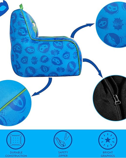 Idea Nuova PJ Mask Toddler Nylon Bean Bag Chair with Piping & Top Carry Handle, NK570401, Medium - LeafyLoom