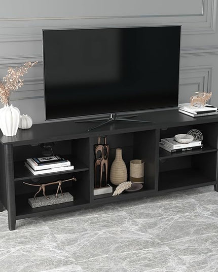 70Inch TV Stand Base, Entertainment Center Cabinet Media Console for Living Room, Bedroom, Black-1 - LeafyLoom