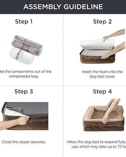 Bedsure Orthopedic Dog Bed for Medium Dogs - Waterproof Dog Sofa Beds Medium, Supportive Foam Pet Couch Bed with Removable Washable Cover, Waterproof Lining and Nonskid Bottom, Brown BEDSURE
