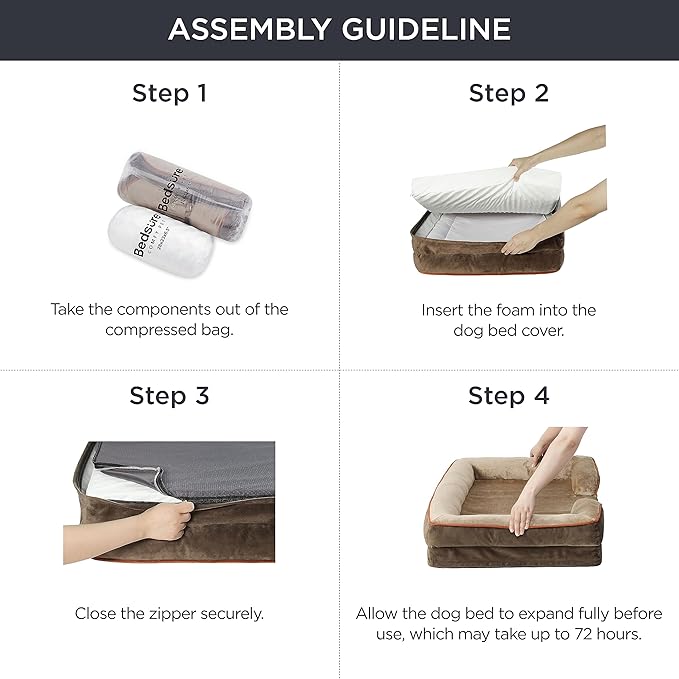 Bedsure Orthopedic Dog Bed for Medium Dogs - Waterproof Dog Sofa Beds Medium, Supportive Foam Pet Couch Bed with Removable Washable Cover, Waterproof Lining and Nonskid Bottom, Brown BEDSURE